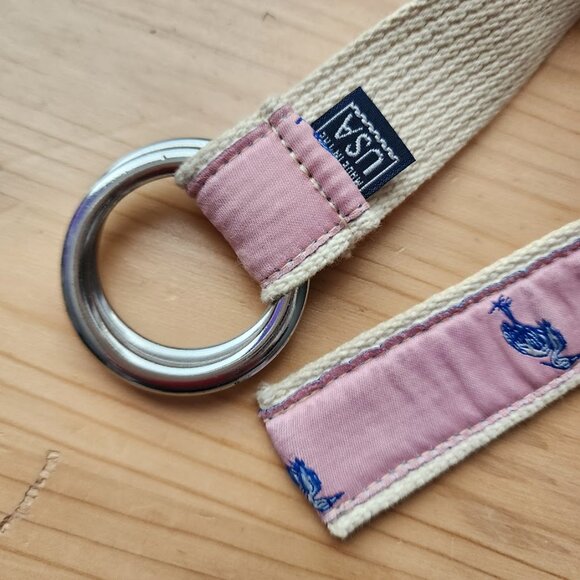 RALPH LAUREN Vintage Preppy‎ Nautical Bird Crane Bird print canvas belt - Picture 4 of 5